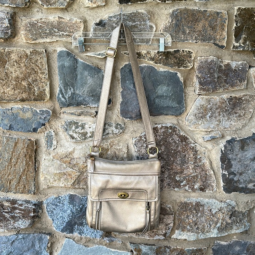 Fossil leather messenger bag